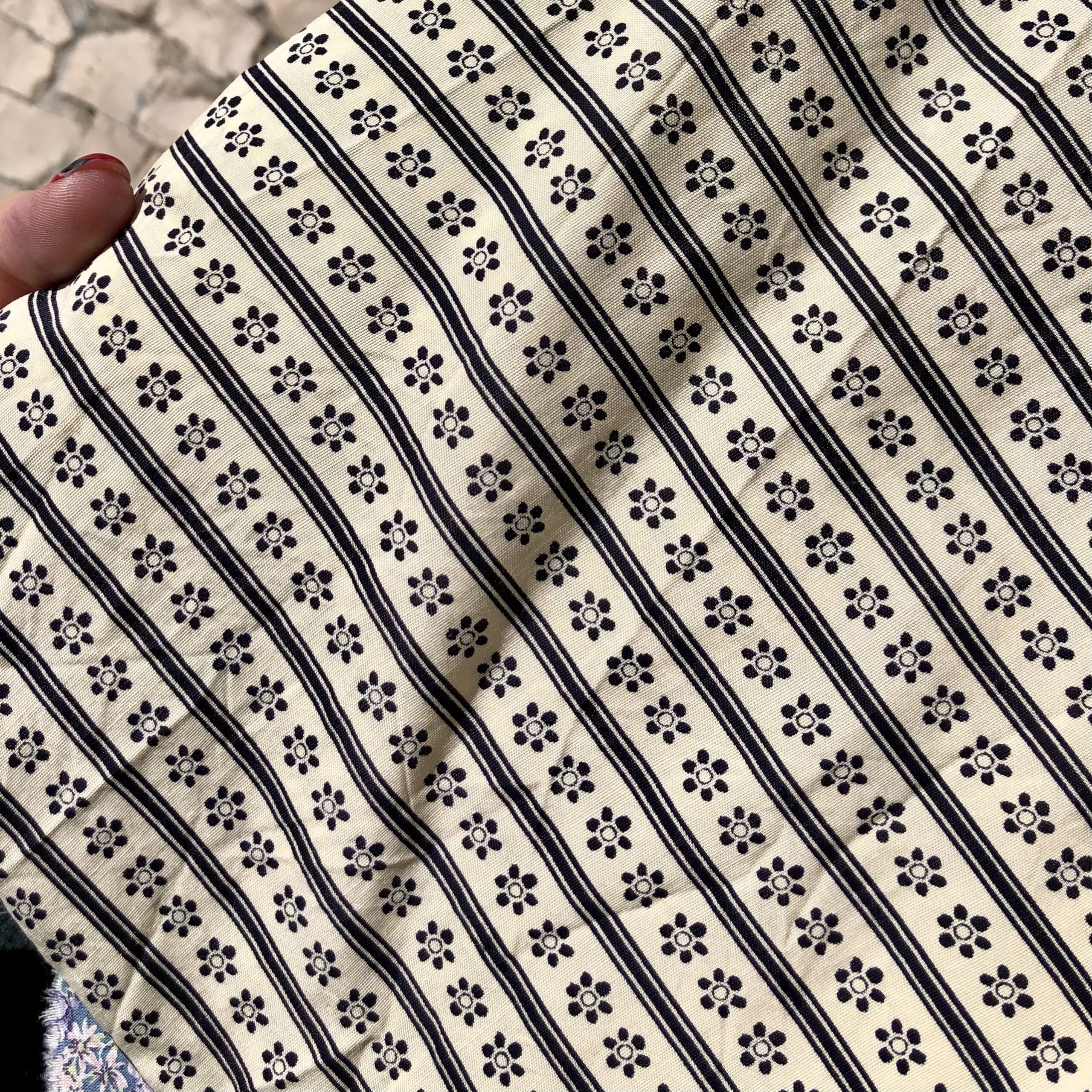 Beige & black floral stripes