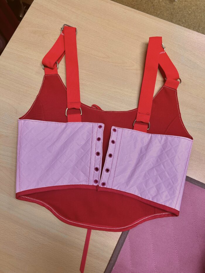 Pink Quilted Leather Soft Corset (Older design) - Image 2
