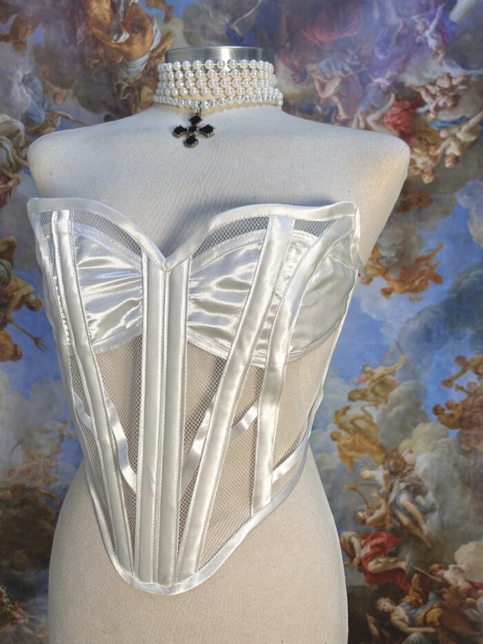 White Satin and Tulle Corset - Image 3
