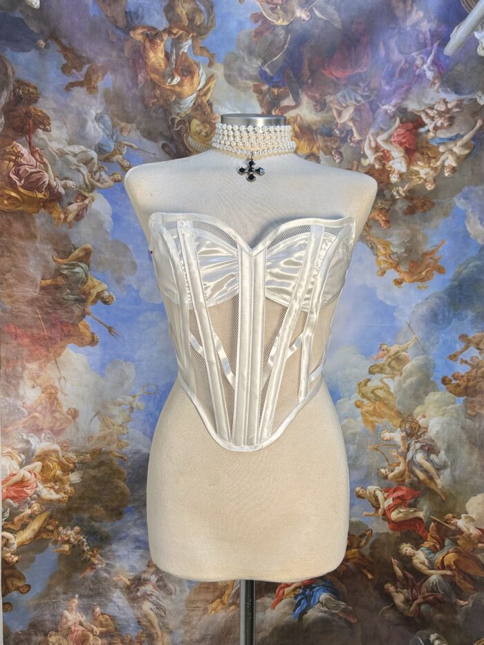 White Satin and Tulle Corset - Image 2