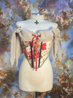Red & Green Vintage Floral Corset - Image 3