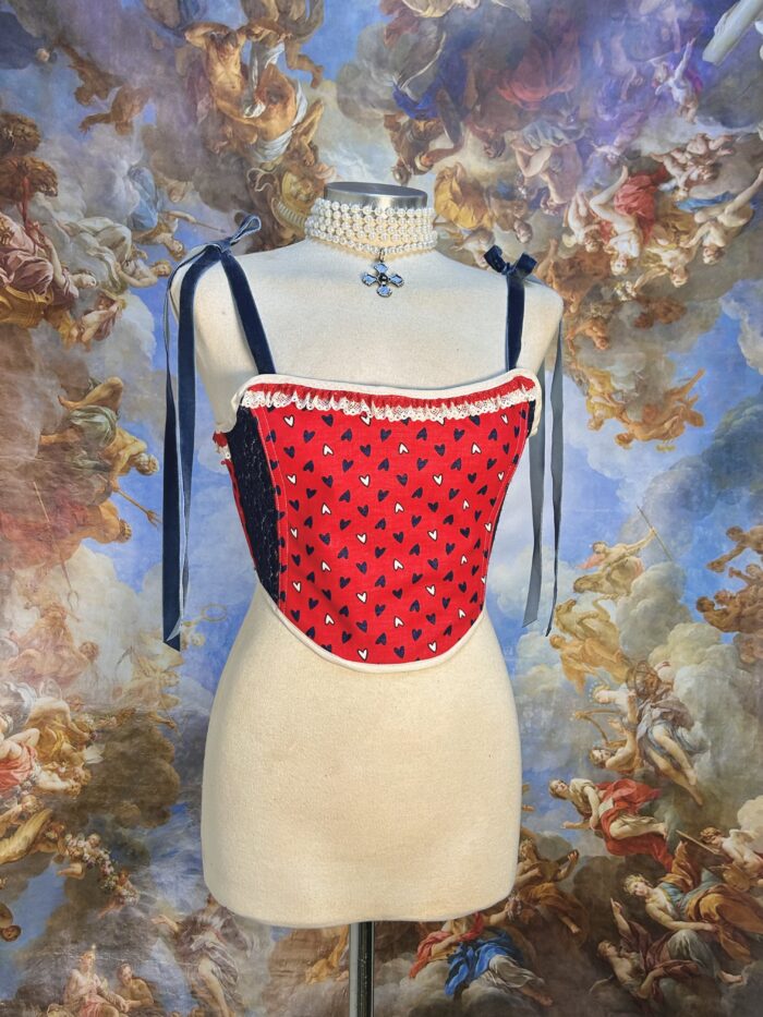 Red & Navy Love Soft Corset (Older design) - Image 6