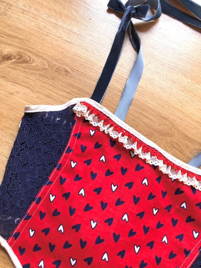 Red & Navy Love Soft Corset (Older design) - Image 5