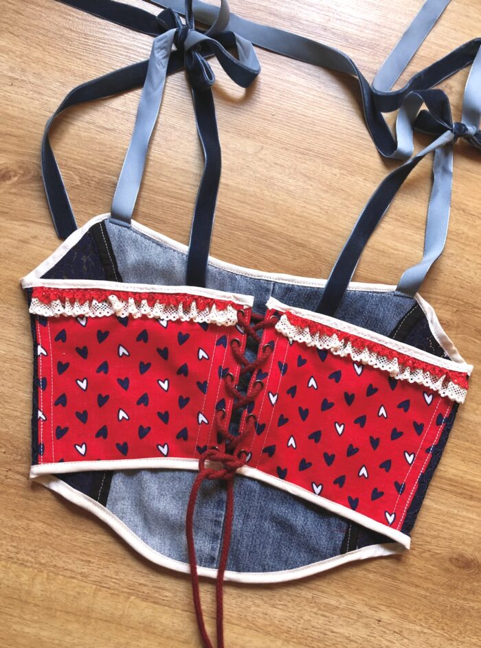 Red & Navy Love Soft Corset (Older design) - Image 3