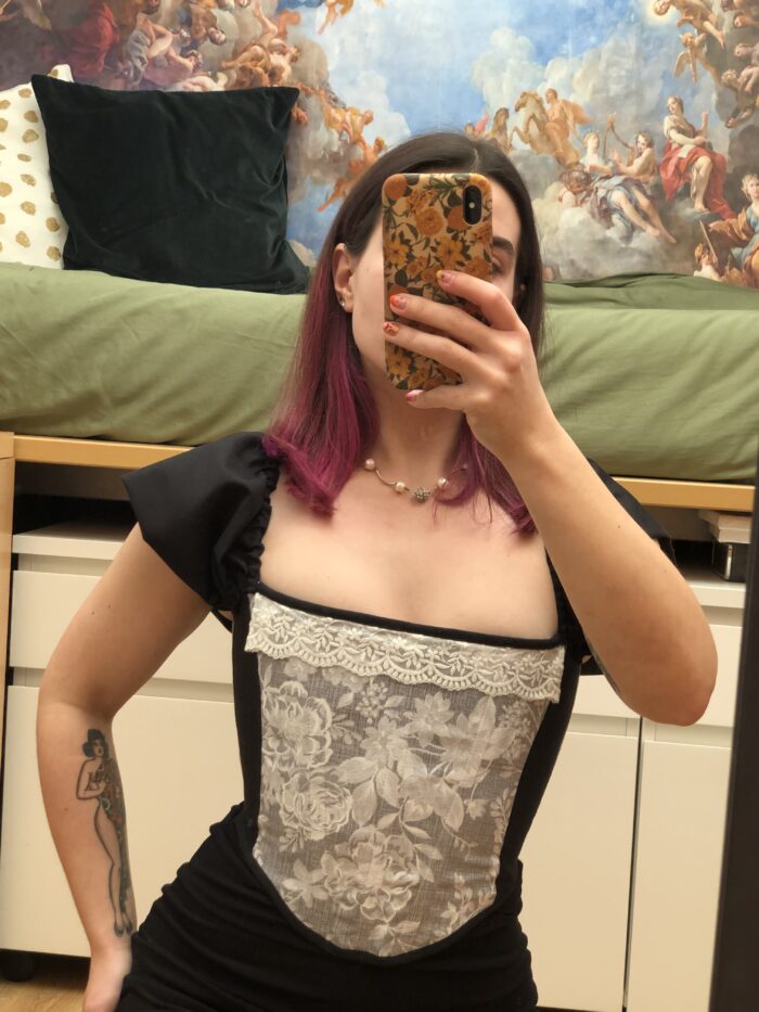 Grey & Black Floral Corset - Image 4