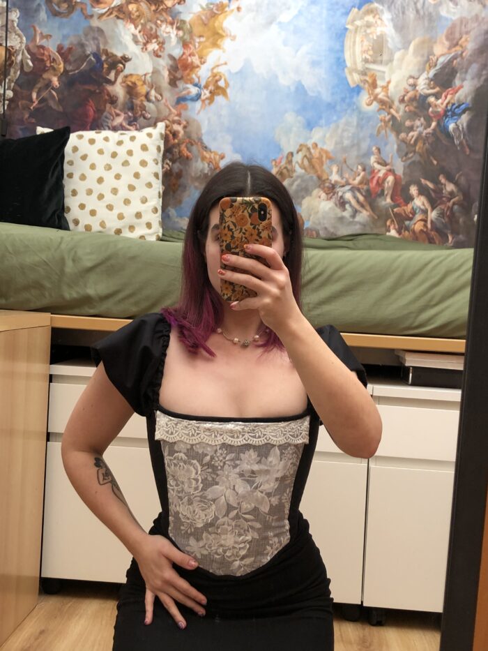 Grey & Black Floral Corset - Image 2