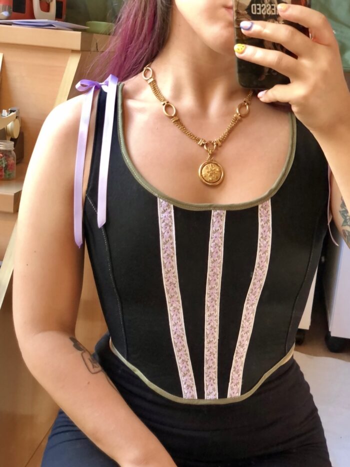 Black & Purple & Green Soft Corset (Older design, small defect) - Image 3