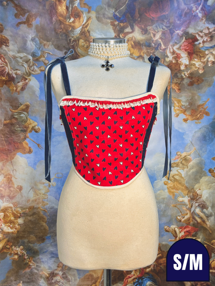 Red & Navy Love Soft Corset (Older design) - Image 1