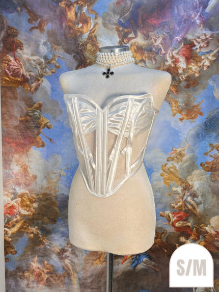White Satin and Tulle Corset