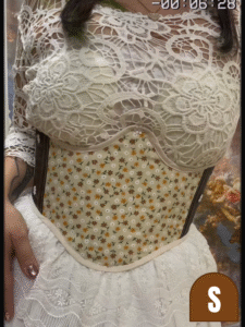 Yellow & Brown Flowers Underbust Corset - Image 3