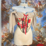 Red & Green Vintage Floral Corset