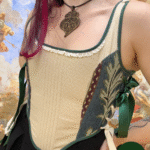 Beige and Green Corset